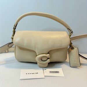 COACH PILLOW TABBY 18 SHOULDER BAG IVORY NAPPA LEATHER BRASS NEW OPEN BOX